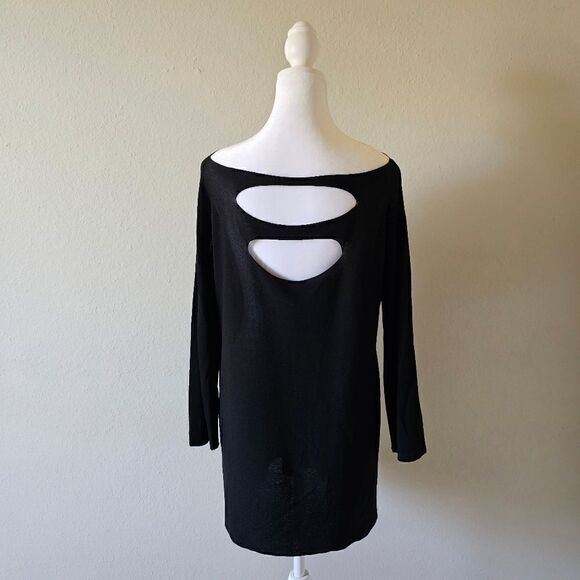 Pier Antonio Gaspari Black Semi Sheer Tunic Top Size 40 - Picture 2 of 6